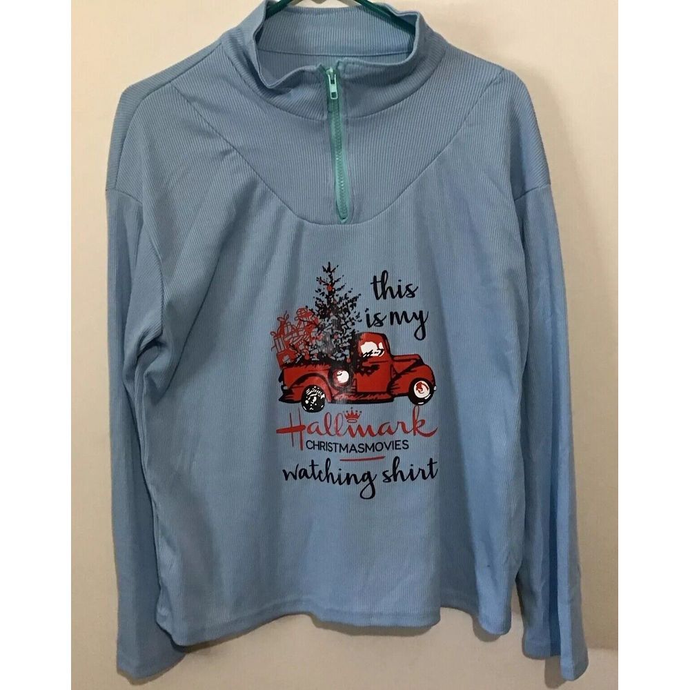 Womens L This is my Hallmark Christmas Movies Watching Shirt‎ Quarter Zip